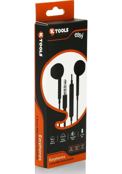 Ktools Basic Hi-Fi Stereo Mikrofonlu Kulak İçi Kulaklık