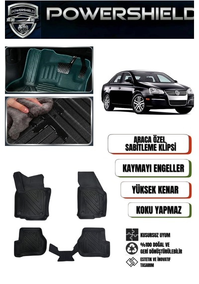 Powershıeld Volkswagen Jetta 2005-2010 Uyumlu Araca Özel 5d Premium Havuzlu Oto Paspas Takımı