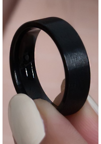 6mm Mat Düz Model Unisex Kadın Erkek Çelik Alyans Yüzük Cl29 Siyah