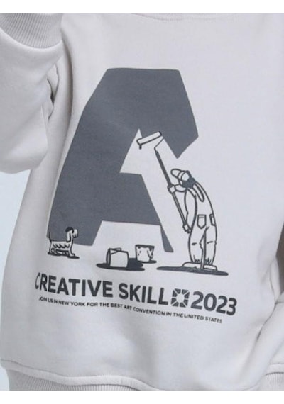 Jack Lions Erkek Bebek İnce Şardonlu Creative Yazılı Sweatshirt-14249 Gri