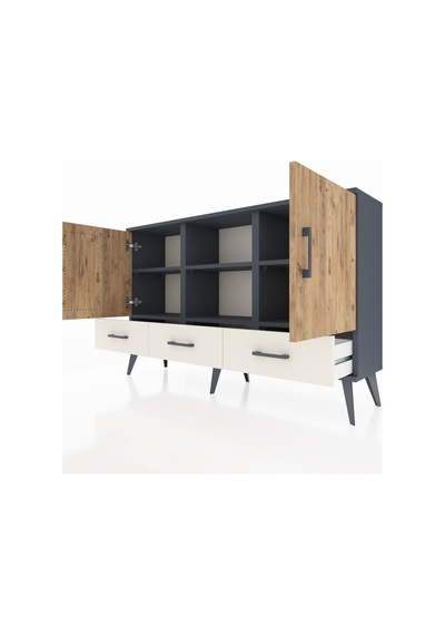 Arges Konsol 6 Raflı 3 Çekmeceli 3 Kapaklı 132x30x83 Antrasit-çam/aytaşı Çam/aytaşı Arges Konsol 6 Raflı 3 Çekmeceli 3 Kapaklı 132x30x83 Antrasit-çam/aytaşı Çam/aytaşı