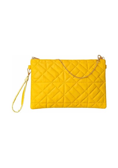 Names Bag Desenli Portföy Clutch Çanta 25x19 Cm - El Çantası Sarı Sarı
