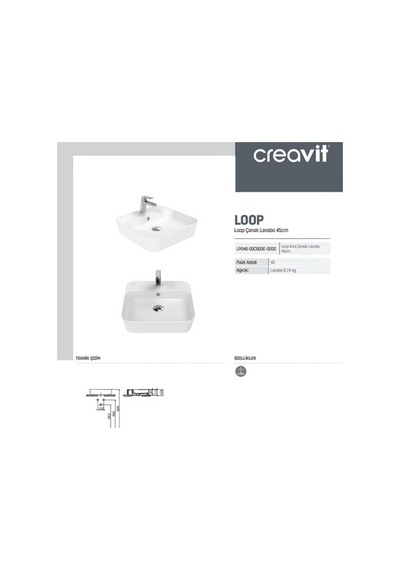 Kare Delikli Lavabo, 45 Cm Ebatında 508 Yeşil