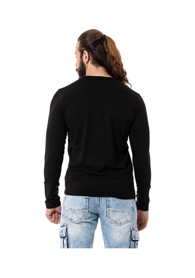 Cipo & Baxx Cl511 Erkek Sweatshirt Günlük Rahat Kalıp Bisiklet Yaka Spor Basic Siyah