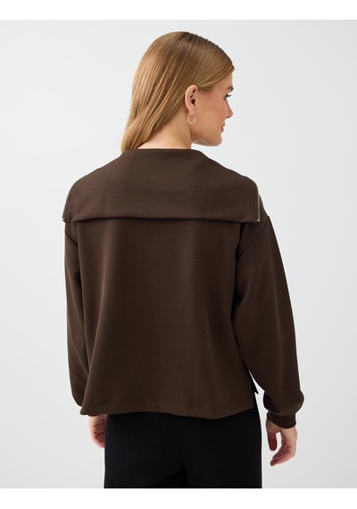 Jimmy Key Kahverengi Dik Yaka Fermuar Detaylı Modal Sweatshirt 6ww238191800