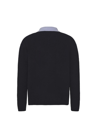 Calvin Klein Ls Boıled 100% Merıno Contrast C Erkek Lacivert Fermuarlı Ceket
