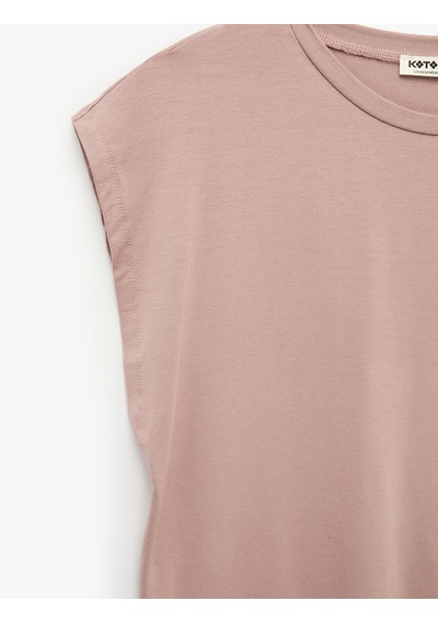 Koton Rahat Kesim Bisiklet Yaka Kısa Kollu Modal Pijama Üstü Pembe 6slk40010mk Gül