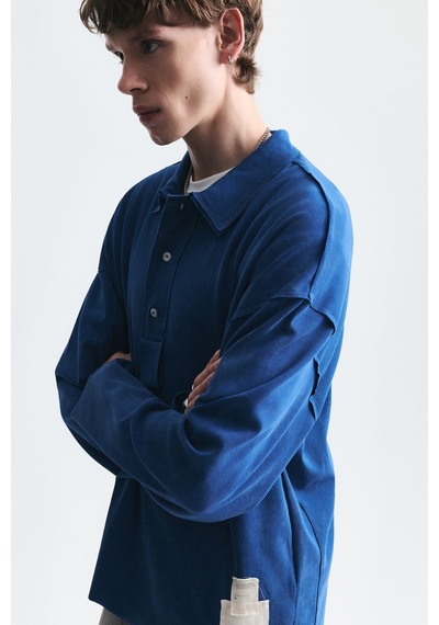 Vamos Relax Fit Polo Yaka Sweatshirt Indigo