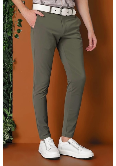 Efor Slim Fit Yan Cepli Düz Esnek Casual Nefti Pantolon P 1144 Nefti