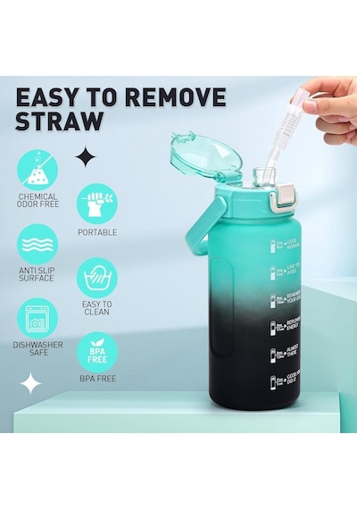 Vagonlife Su Matarası 1500 ML Vgn2213 Yeşil Siyah
