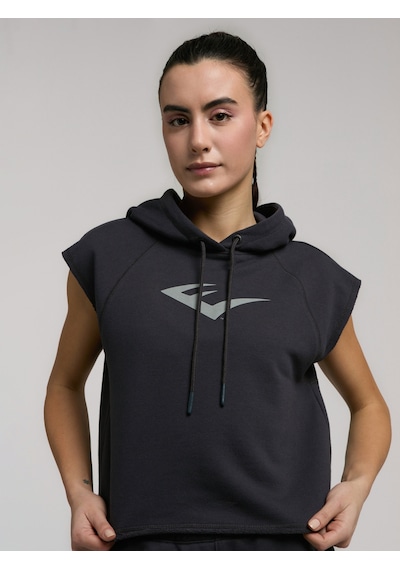 Everlast Ever Classics Wmn Füme Kadın Crop Kapüşonlu Kolsuz Sweatshirt Füme