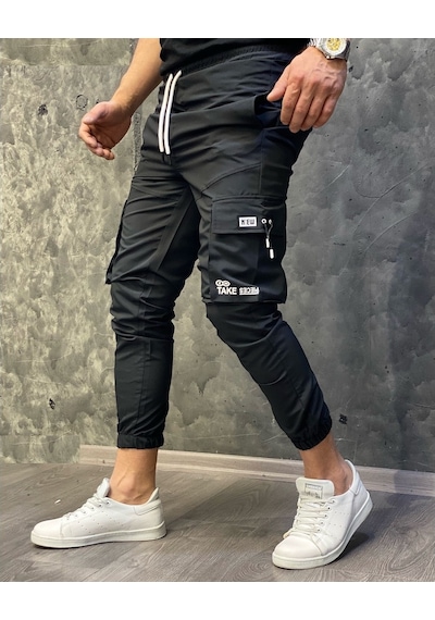 Oliggopol Erkek Haki Yeşil Bel Ve Paçası Lastikli Yandan Cepli Tarz Jogger