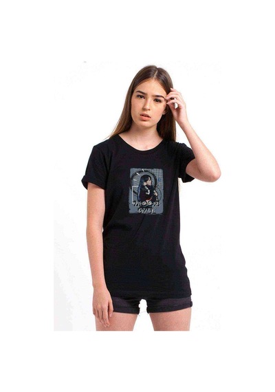 Mamamoo Solar Baskılı Siyah Kadın Tshirt