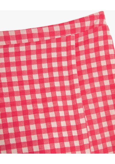 Koton Şort Etek Beli Lastikli Kareli Fuşya Ekose 3skg40155ak 3SKG40155AK3C0 Fuşya