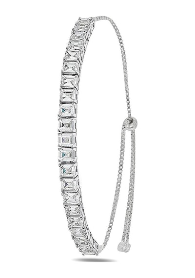 Brezza Lusso Jewelry Sıralı Baget Pırlanta Işıltılı Kadın Gümüş Bileklik