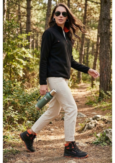 Lela Slim Fit Yumuşak Dokulu Anti-Pilling Tüylenme Yapmayan Yarım Fermuarlı Bayan Polar 5907000 Siyah
