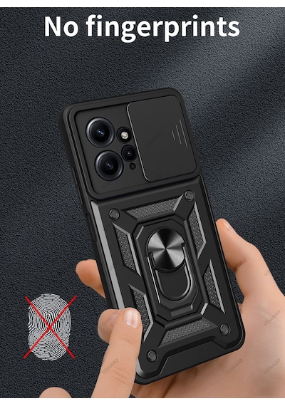 Xiaomi Redmi Note 12 4G Kılıf Pars Lens Sürgülü Yüzüklü Standlı Sert Kılıf