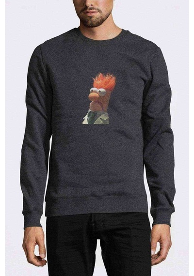 The Muppets Baskı Etekden Başlasın Baskılı Füme Erkek Sweatshirt