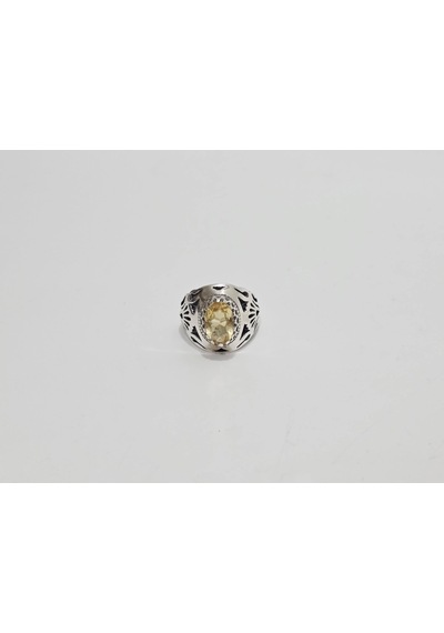 Sarı Sitrin Taşlı 925 Ayar Gümüş Yüzük 10,95 Gram