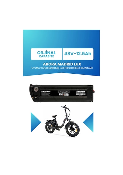 Arora Madrıd Lux Uyumlu Batarya 48v 12.5ah Elektrikli Bisiklet Bataryası Siyah