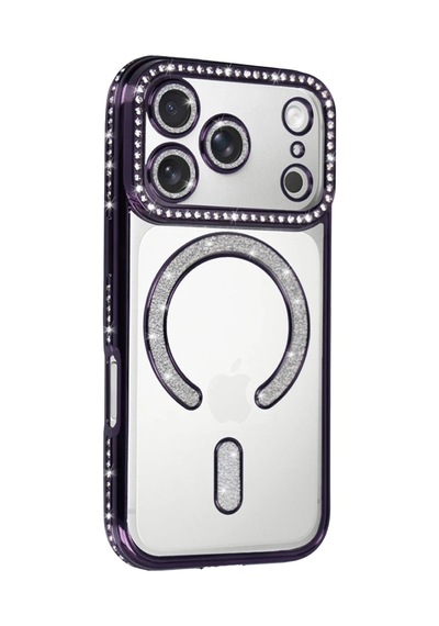 Apple İphone 18 Pro Max/17 Pro Max Joke Simli Magneticsafe Kılıf - Derin Mor 0.2M-Çok Renkli