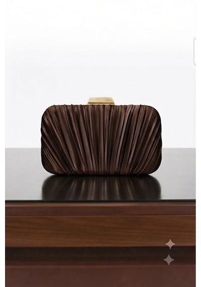 Zeyymoda Kahve Pilse Desenli Abiye Çanta Pile Desen Abiye Çanta Ve Clutch Portföy El Gece Düğün Nişan Abiye Çantası