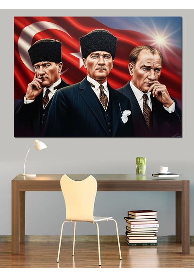 Atatürk Ve Milli Mücadele Liderleri Dekoratif Kanvas - Mdf Ahşap Tablo