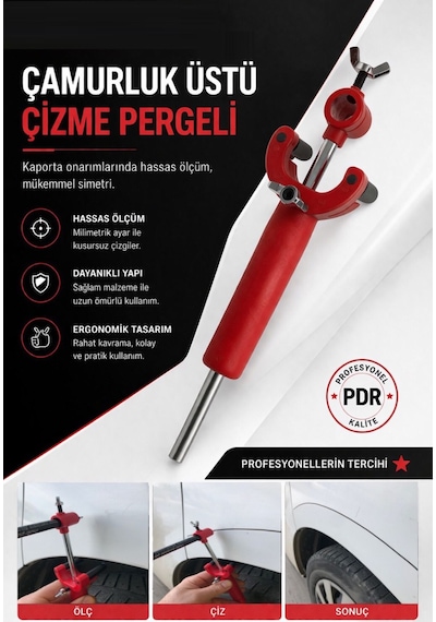 Boyasız Göçük Düzeltme Set Kaporta Çamurluk Üstü Çizme Pergeli