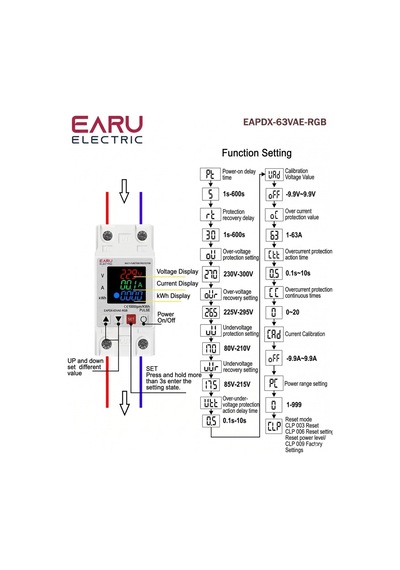 Earu Eapdx-40/63 Dın Raylı Gerilim Koruma Rölesi 40a 63a 230v Источник: