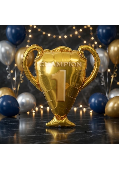 Şampiyon Kupa Folyo Balon 70x65 Cm Parti Süsleme Kutlama Dekor Balon Çok Renkli