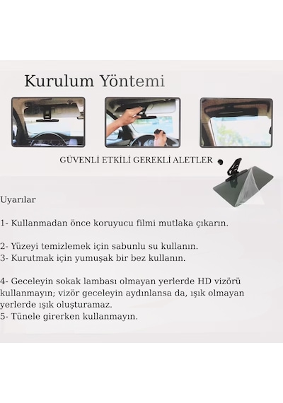 Araç İçi Güneş Siperliği Ön Cam Güneşliği Gece Gündüz Parlama Engelleyici Güneşlik Araç Gözlüğü Siyah