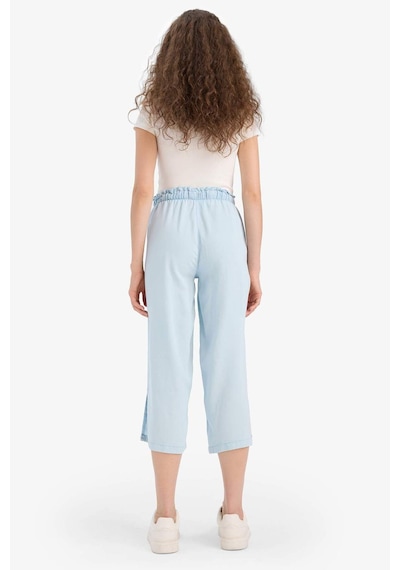 Defacto Pull On Culotte Yüksek Beli Lastikli Akışkan Kumaş Yıkamalı Pantolon D8240AX25SM İndigo