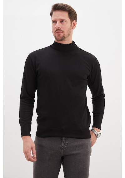 Fullamoda Basic Dik Yaka Regular Fit Triko Kazak Siyah
