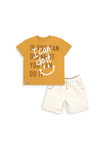 Denokids I Can Erkek Çocuk T-shirt Şort Takım Çok Renkli