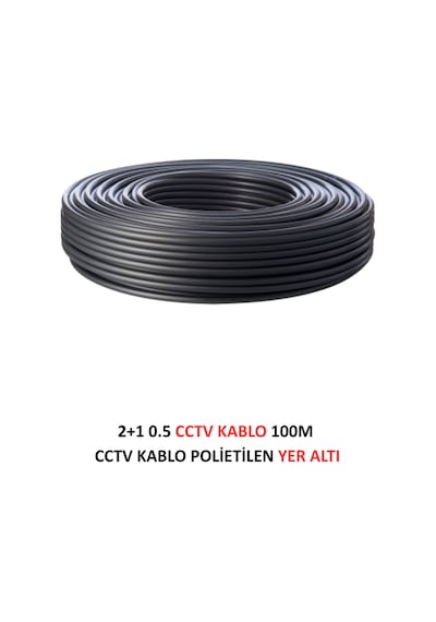 Fury 2+1 0.5mm Polietilen Yer Altı Cctv Kablo Güvenlik Kamera Kablosu 100m