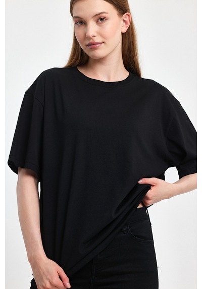 Odda 0008 Kadın Oversize Tişört Siyah