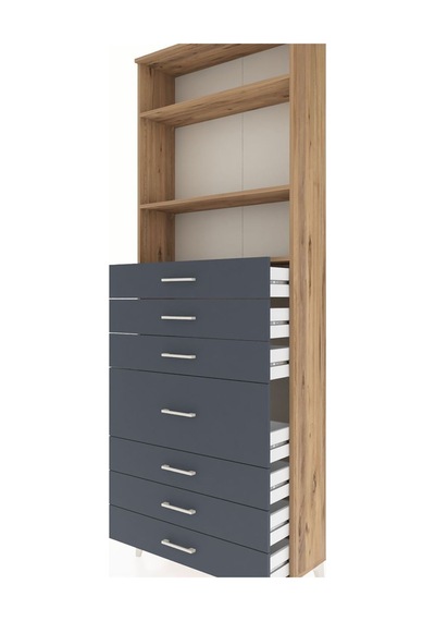 Arges Dolap 3 Raflı 7 Çekmeceli 88x30x243 Çam-antrasit Atlas Çam