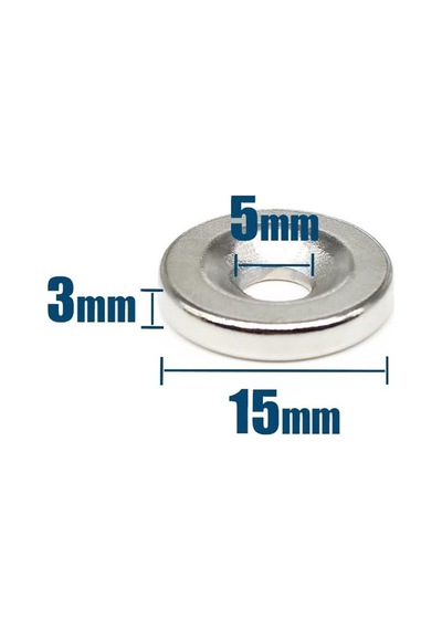 2 Adet 15x3 Mm Havşa Delikli Çok Güçlü Neodyum Mıknatıs Magnet
