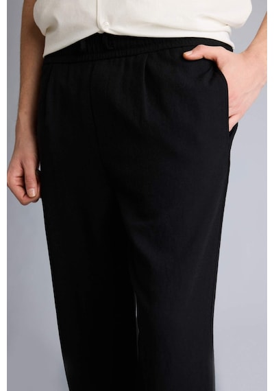 Defacto Relax Fıt Kısa Paça Keten Görünümlü Pantolon E4790ax26smbk27 Siyah-bk27