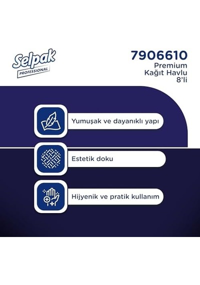 Selpak Professional Premium Havlu Kağıt, 8 Rulo 4 Lü 50x90 El Havlusu
