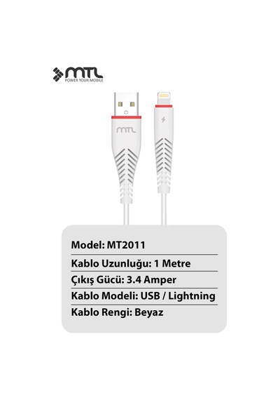 3.4a Usb To Lightning Apple Uyumlu iPhone Silikon Hızlı Şarj Ve Data Kablosu 1 Metre Mt2011