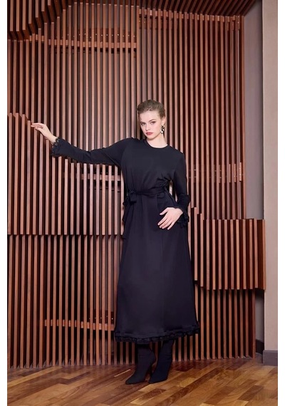 Misswhence 38823 Güpür Detaylı Elbise Bordo