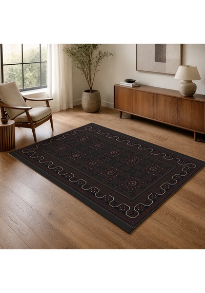 Kartela Halı Afgan Halı Jüt Taban Dokuma Halı Antrasit - 80 X 120 Cm