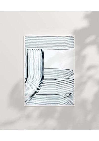 Çerçevesiz Poster Soyut Mavi Çizgiler Minimalist