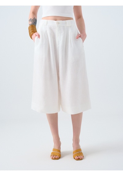 Culotte Fit Kadın Pantolon Ekru