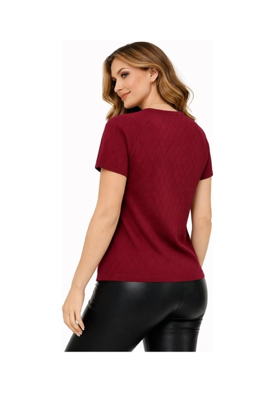 Kadın Triko Kısa Kol Bluz Bgl-st05305 Bordo