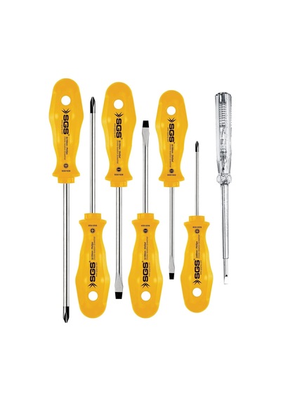 Sgs 7'li Profesyonel Tornavida Seti, Sarı Seri, Chrome Vanadium Çelik, Ergonomik Tutma Saplı, Sgs1040
