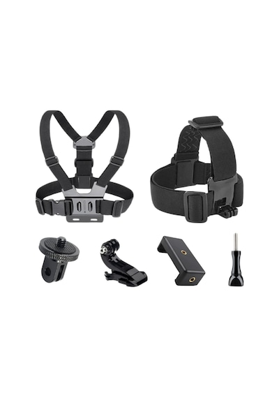 Gopro Aksiyon Kamera Ve Telefon İle Uyumlu Kafa Ve Göğüs Bandı Askı Seti Siyah
