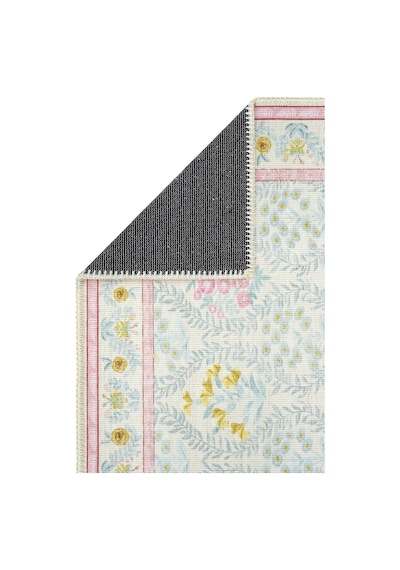 Cool Halı Daisy Krem Pembe Bohem Halı Dekoratif Vintage Otantik Çiçekli İnce Yıkanabilir Şönil Halı