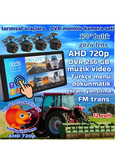 Balık Gözü 4 Adet Ahd 720p 170'' Kamera Ve Dokunmatik 10.36'' Video Müzik Dvr Ekran 12 V 256 Gb